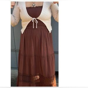 Dark brown boho whimsygoth maxi dress